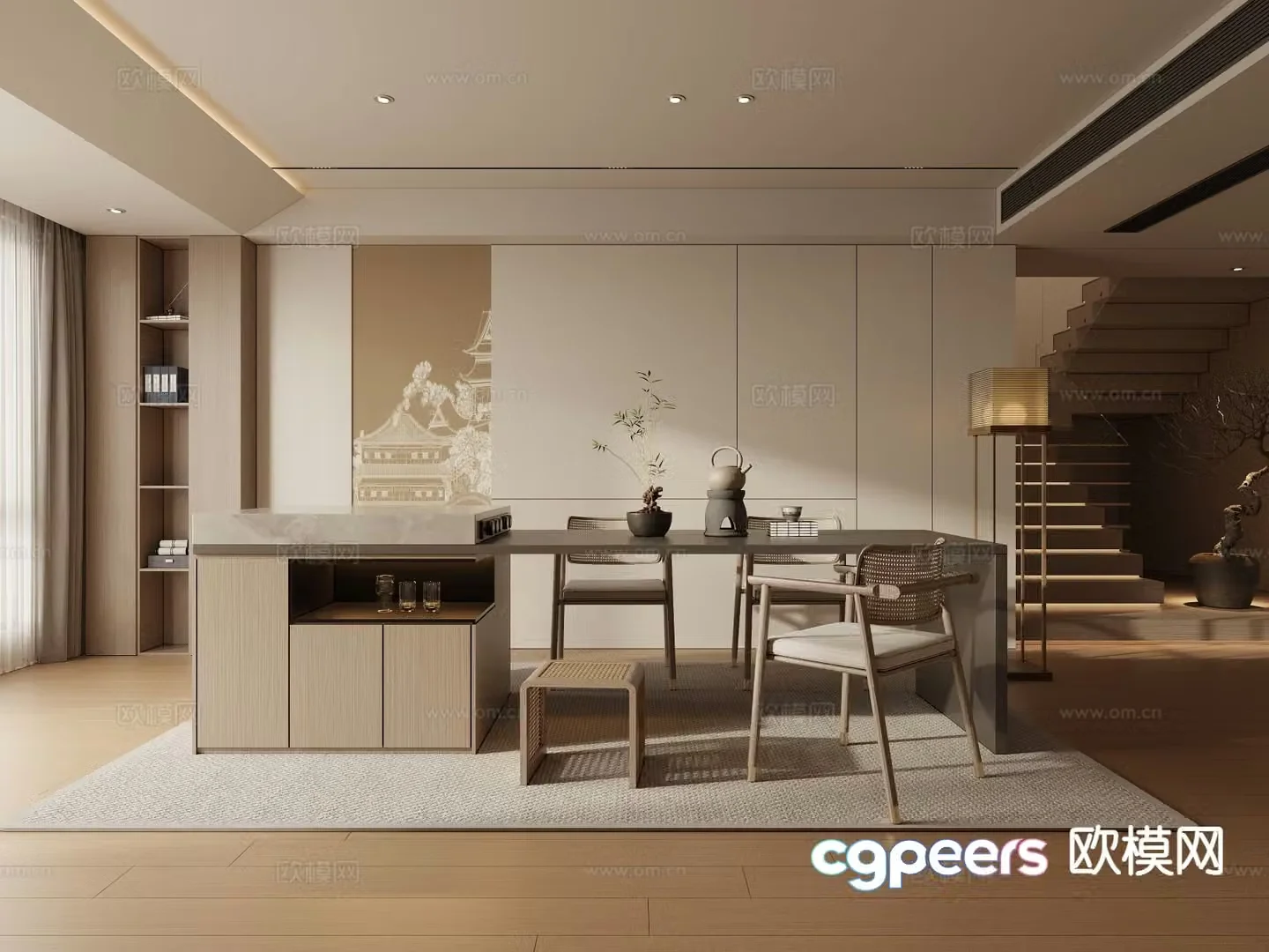 New Chinese island restaurant 3d model