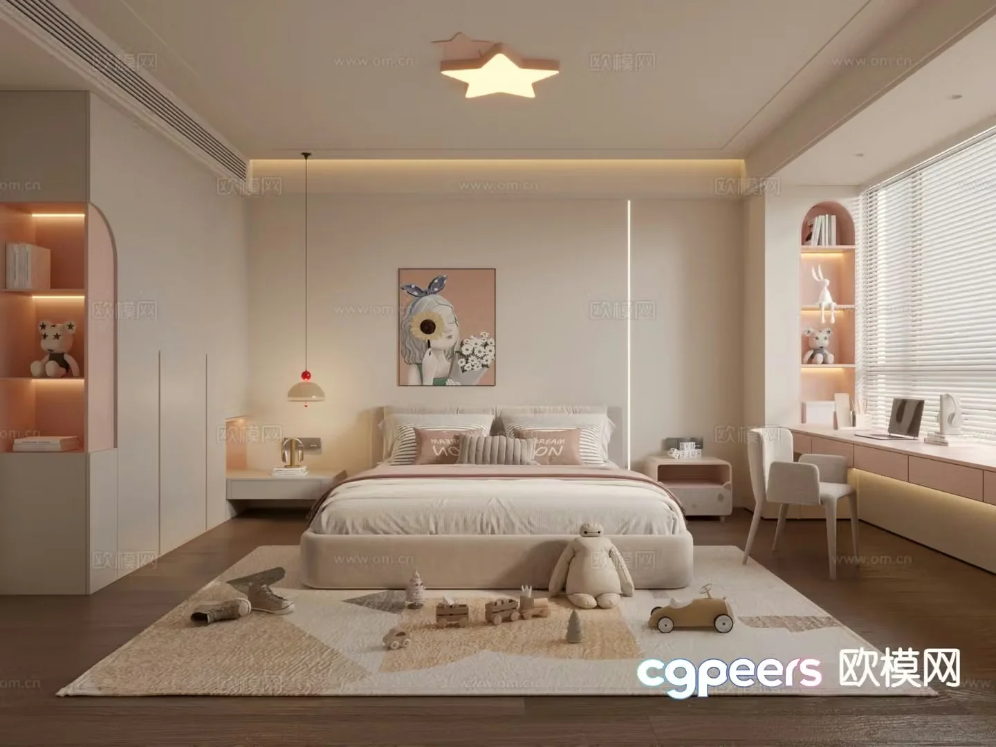 Modern children’s room girl’s room kid’s room 3d model