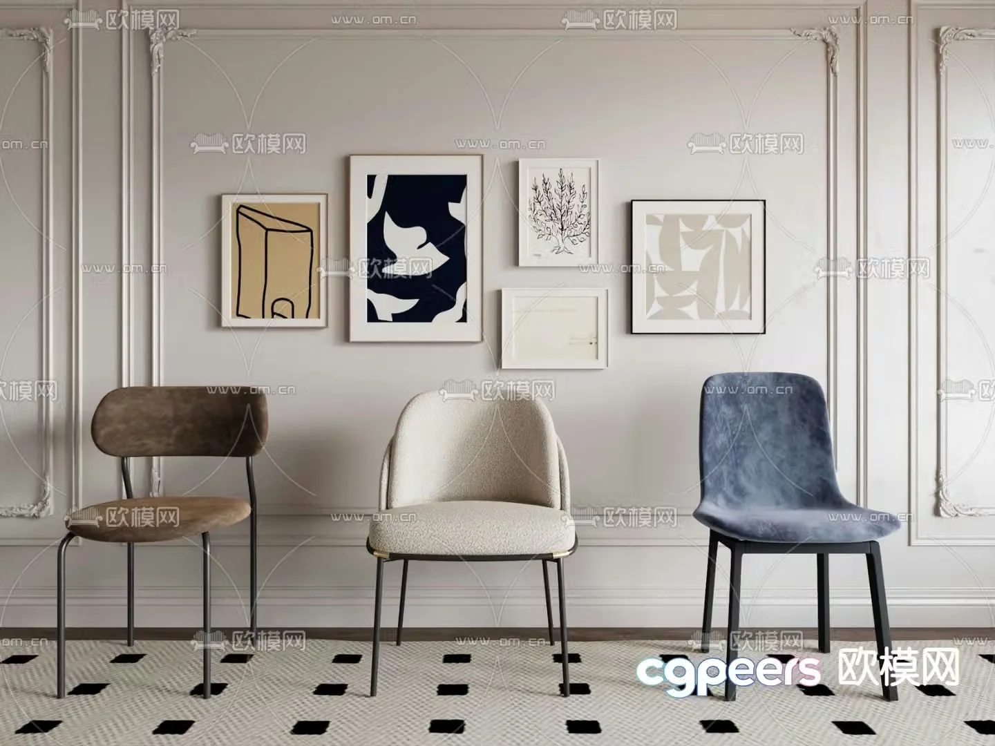Modern chair dining chair 3d model
