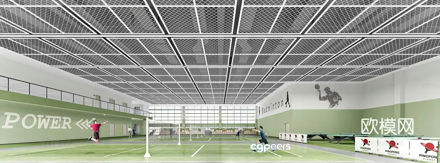 Modern badminton hall 3d model
