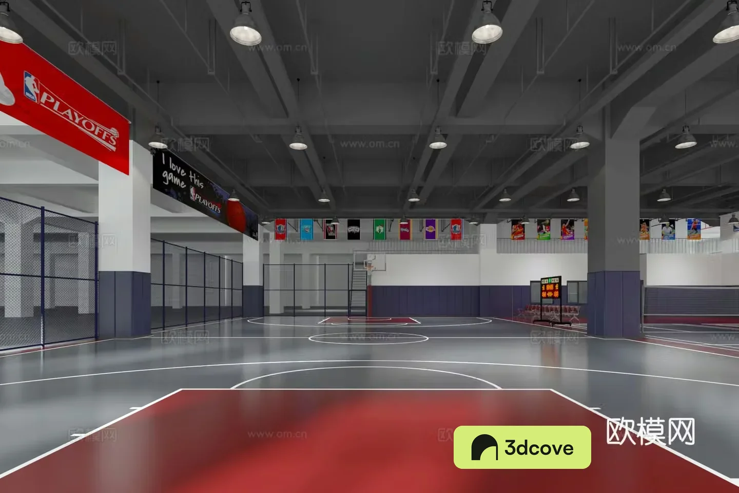 Modern basketball court