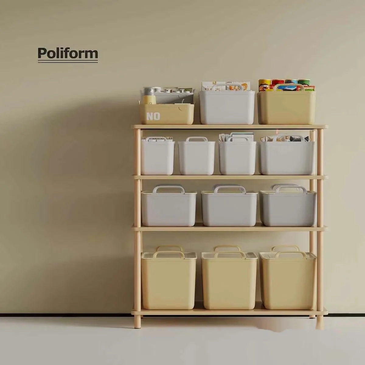 A Storage Shelf With Plastic Containers 3D Model – 11724 – VRAY Render