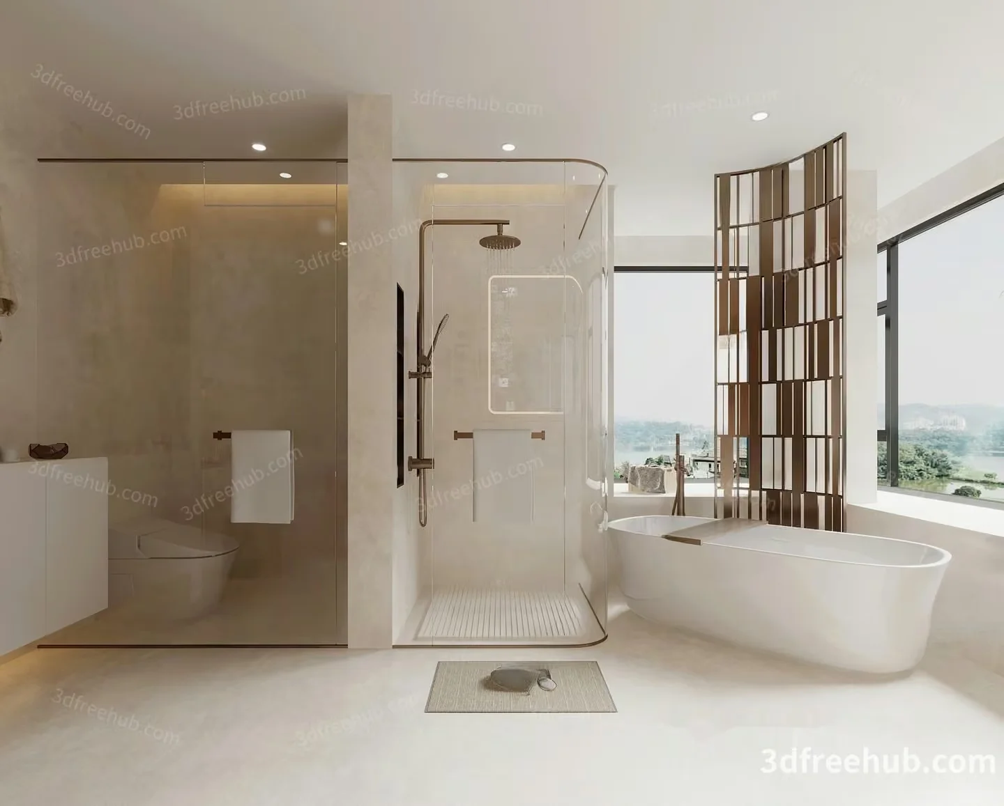 Modern Bathroom Design 3D Model – 18830 – VRAY Render