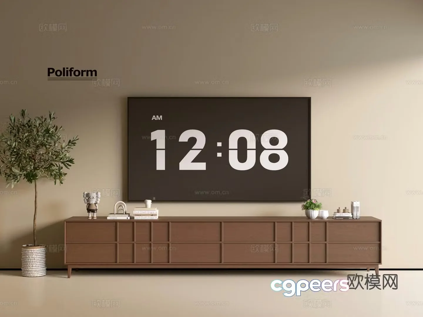 Modern wood grain TV cabinet simple side cabinet chest of drawers low cabinet whole cabinet side cabinet balcony 3D model