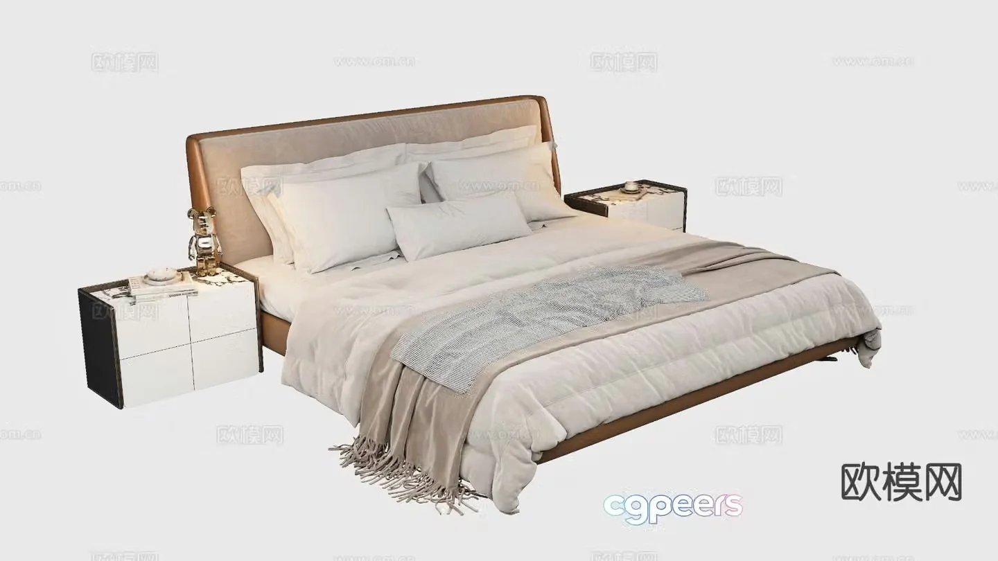 Modern double bed 3d model
