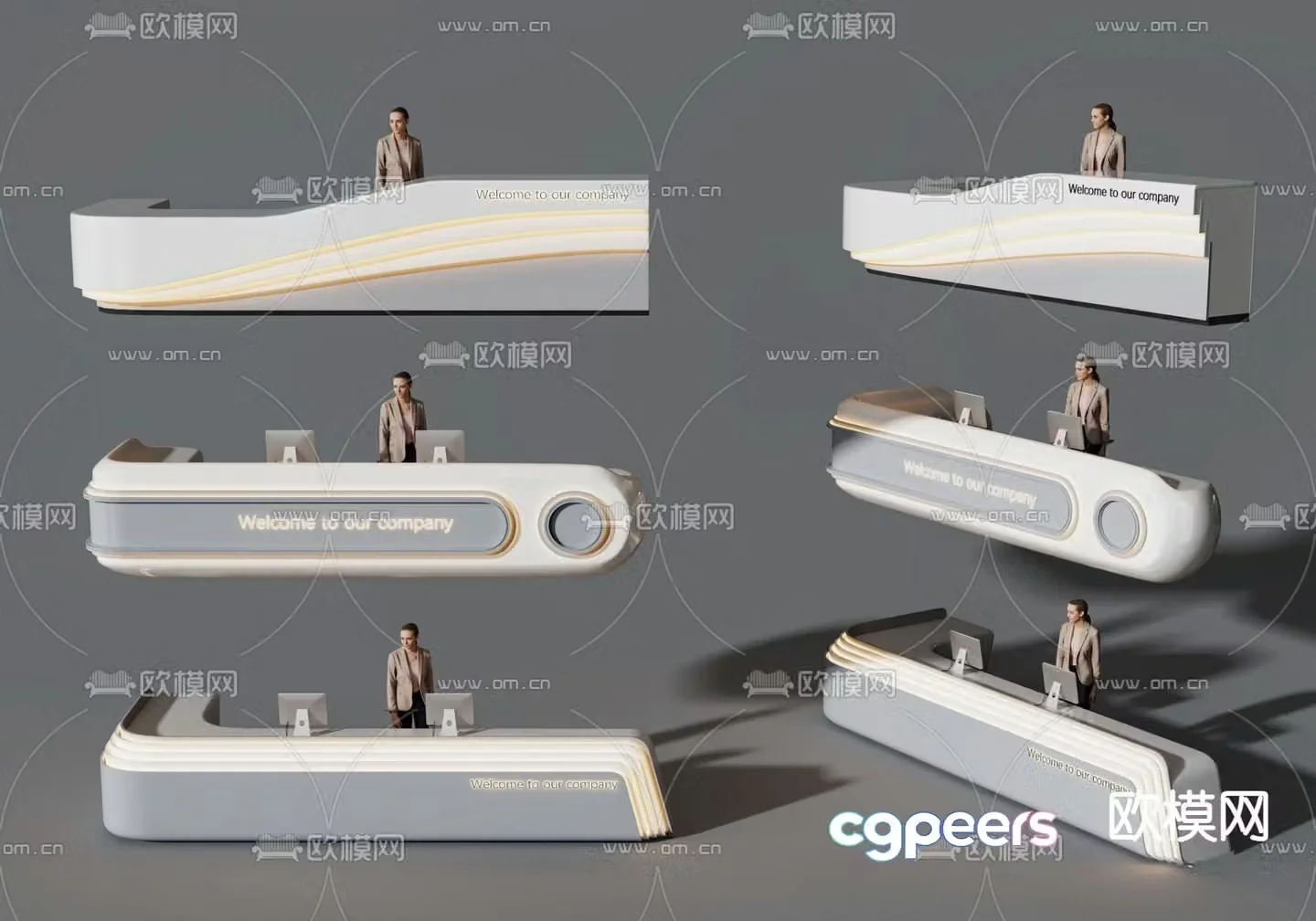 Front desk reception desk service desk information desk 3d model