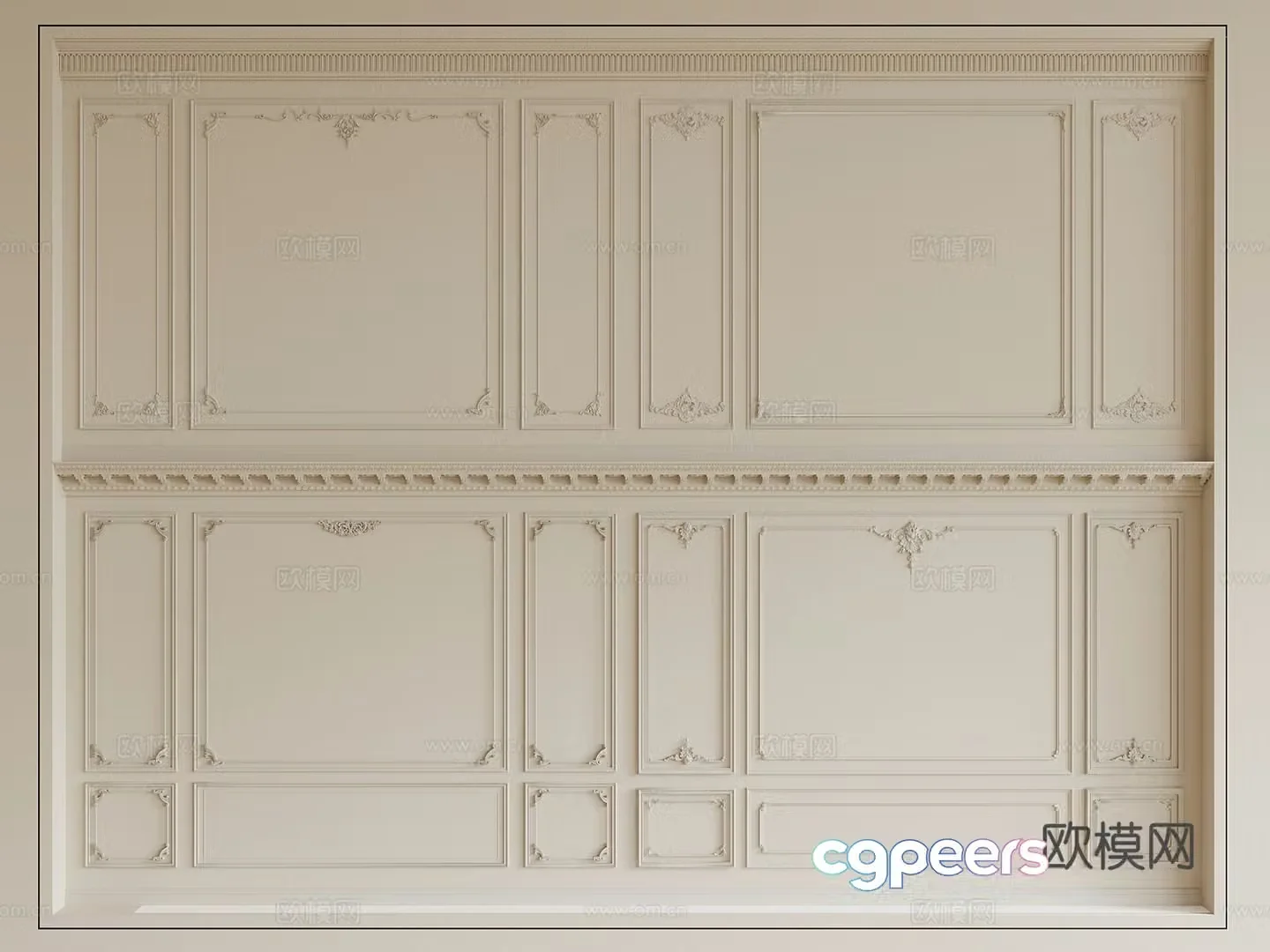 French gypsum line Bedroom background wall Living room background wall Carved 3d model