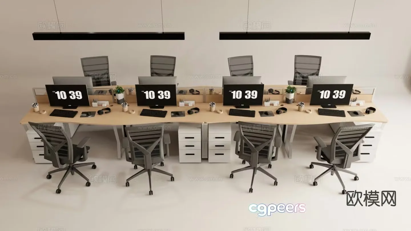Modern workstation desk 3D model