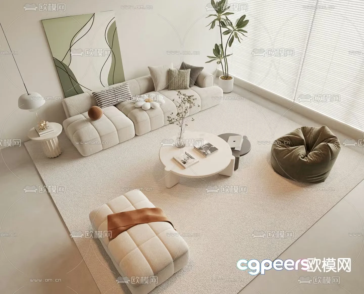 Cream style sofa modular sofa 3d model