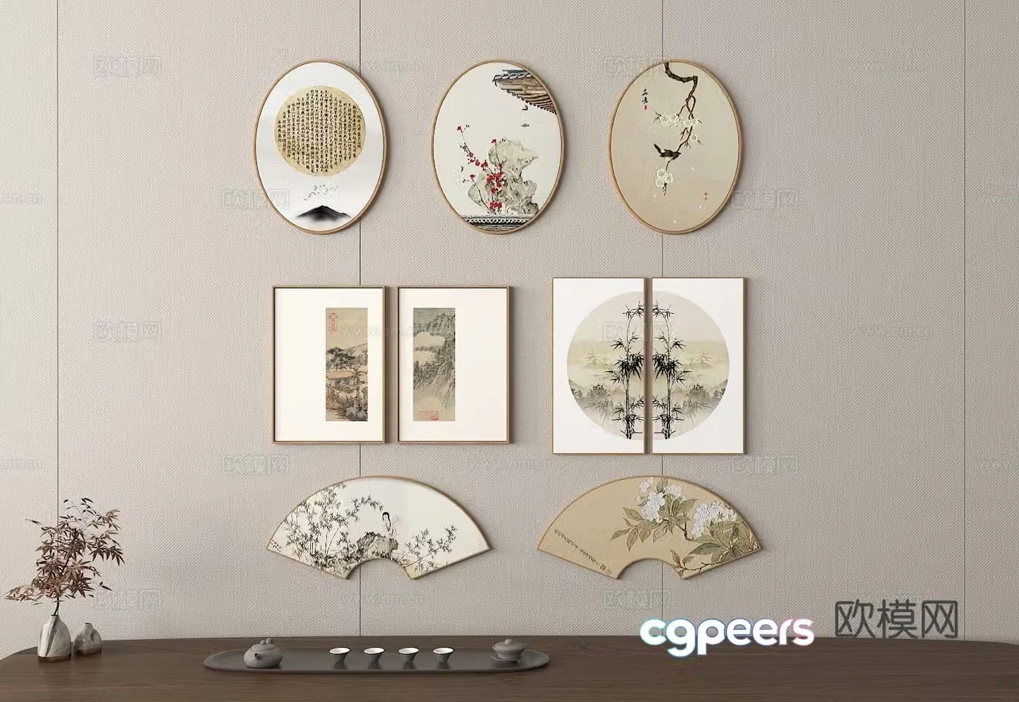 New Chinese style decorative painting traditional Chinese painting ancient painting hanging painting 3D model
