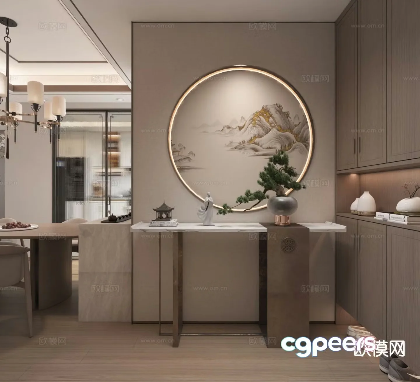 New Chinese style entrance hall 3D model