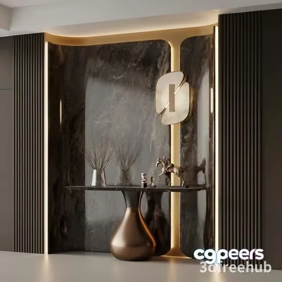 Modern Decorated Wall 3D Model – 23319 – VRAY Render