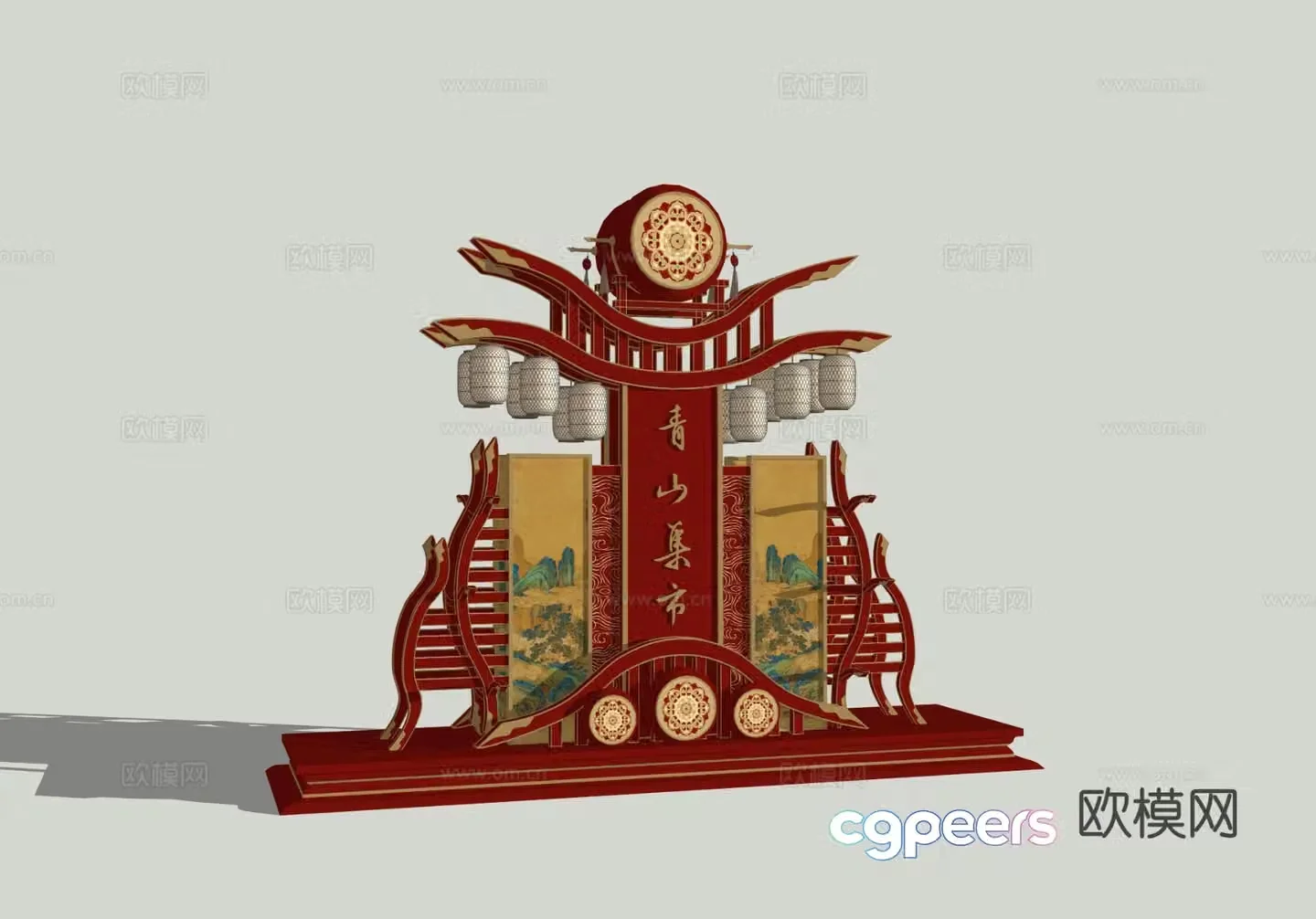 New Chinese style display outdoor installation national trend stage 3D model