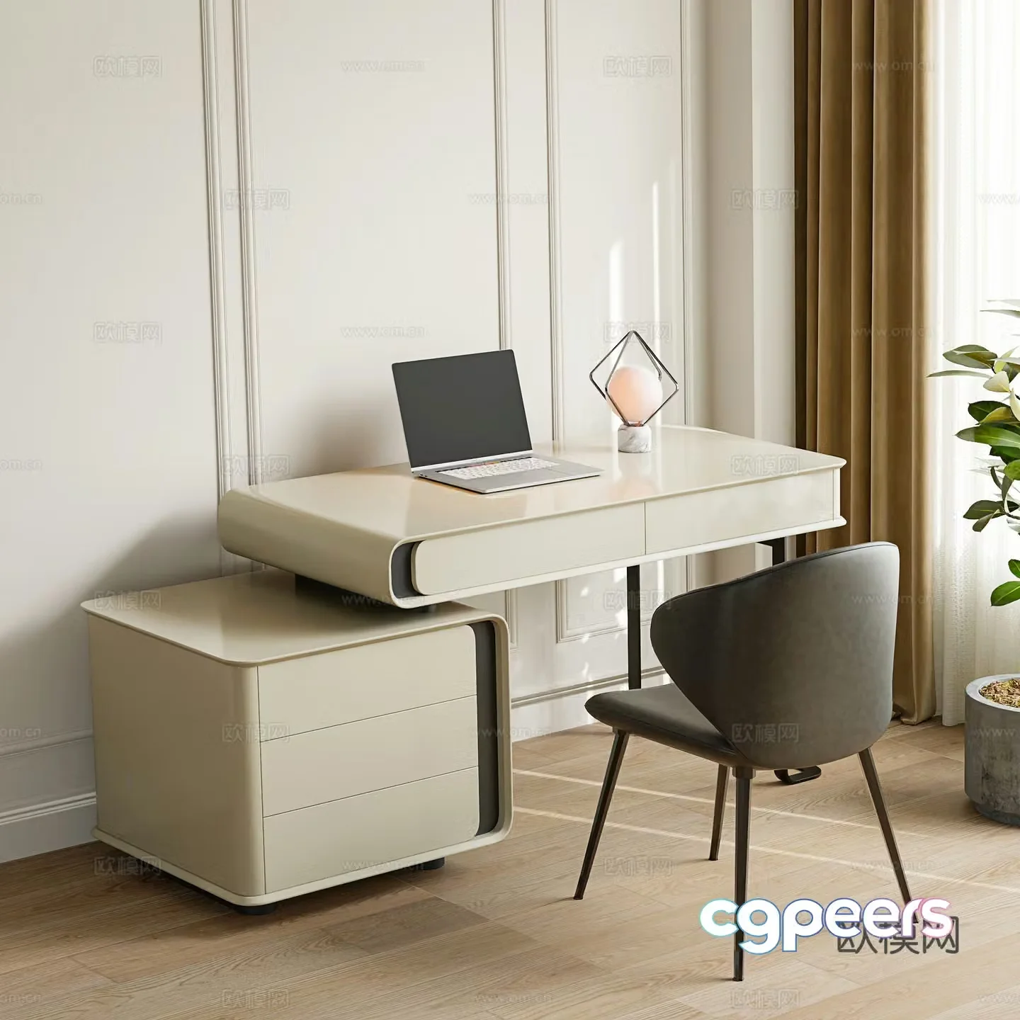 modern desk writing desk 3d model