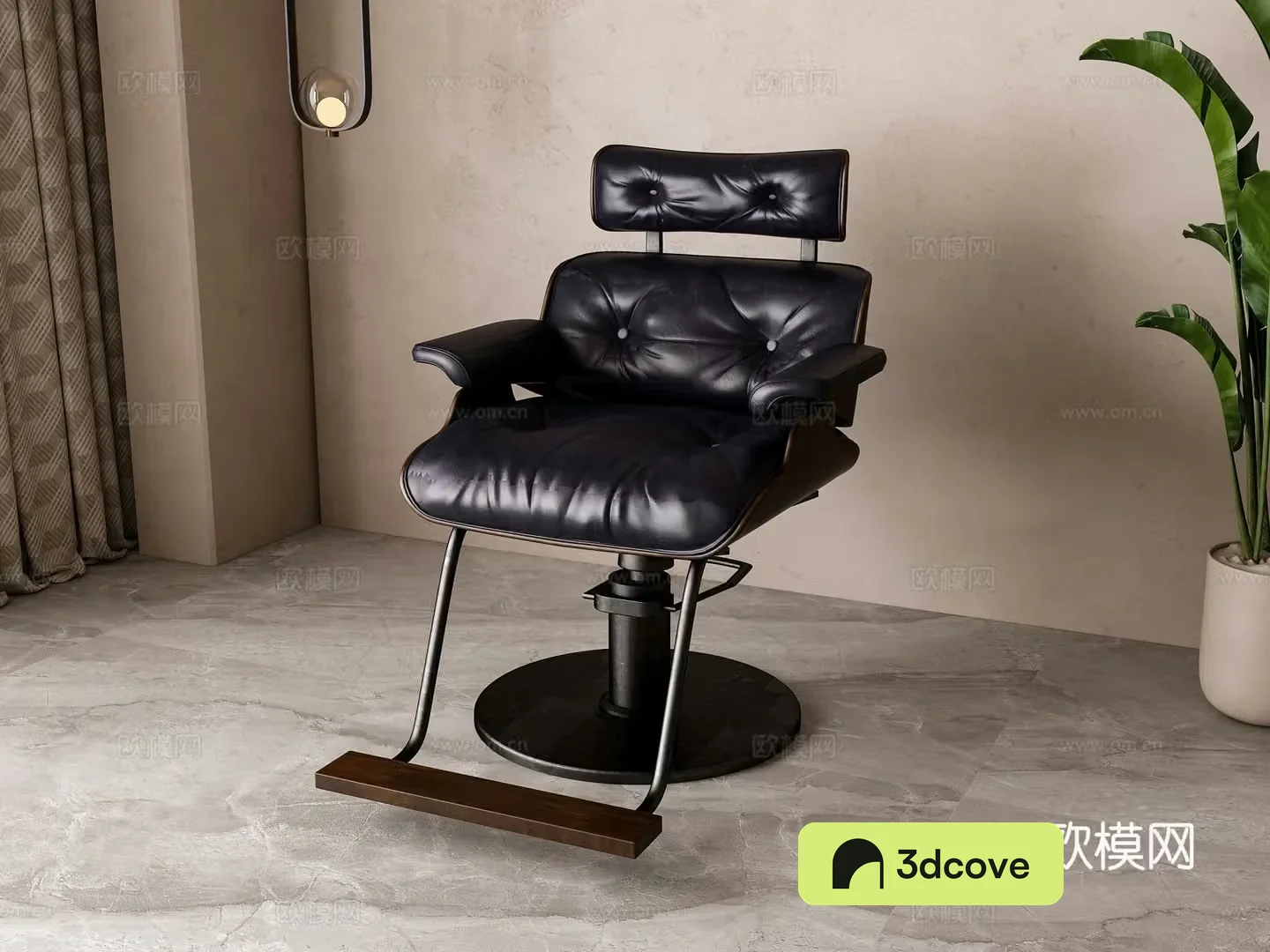 Modern leather barbershop chair 3d model