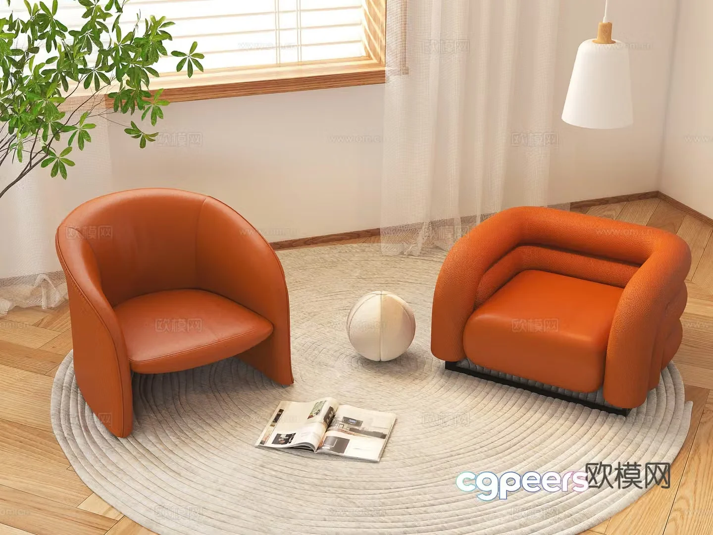 Modern simple casual sofa lazy sofa single sofa leather sofa 3d model