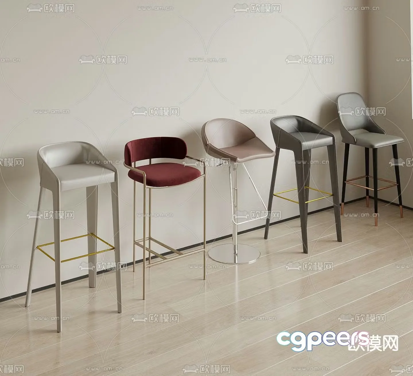Light luxury bar chair bar stool high stool 3D model