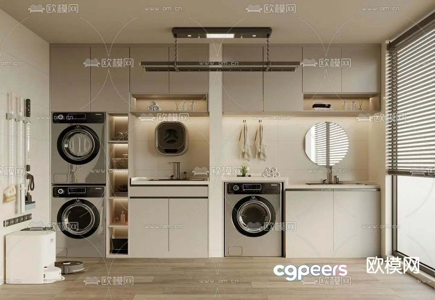 Bathroom cabinet washing machine cabinet 3d model