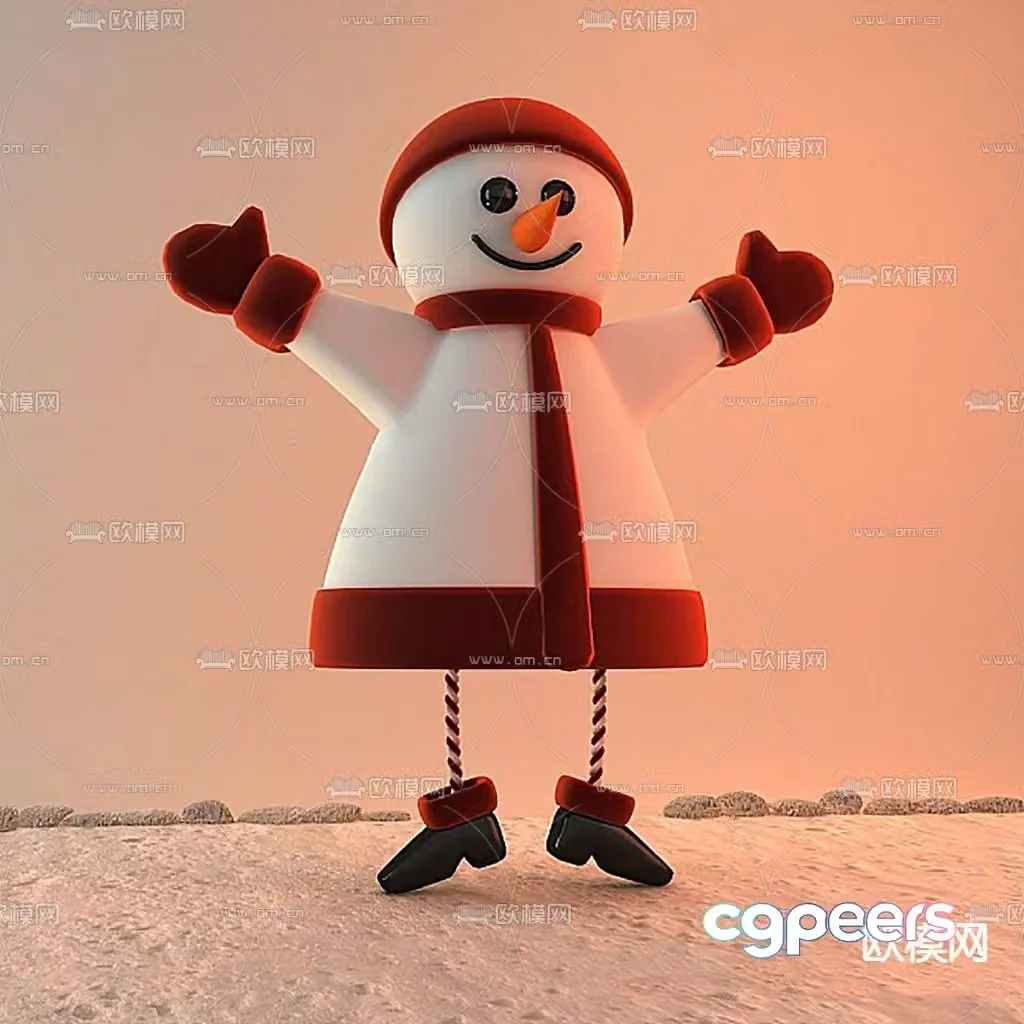 christmas snowman doll toy 3d model