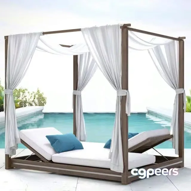 3ds Max Free – RH MALTA CANOPY DOUBLE CHAISE