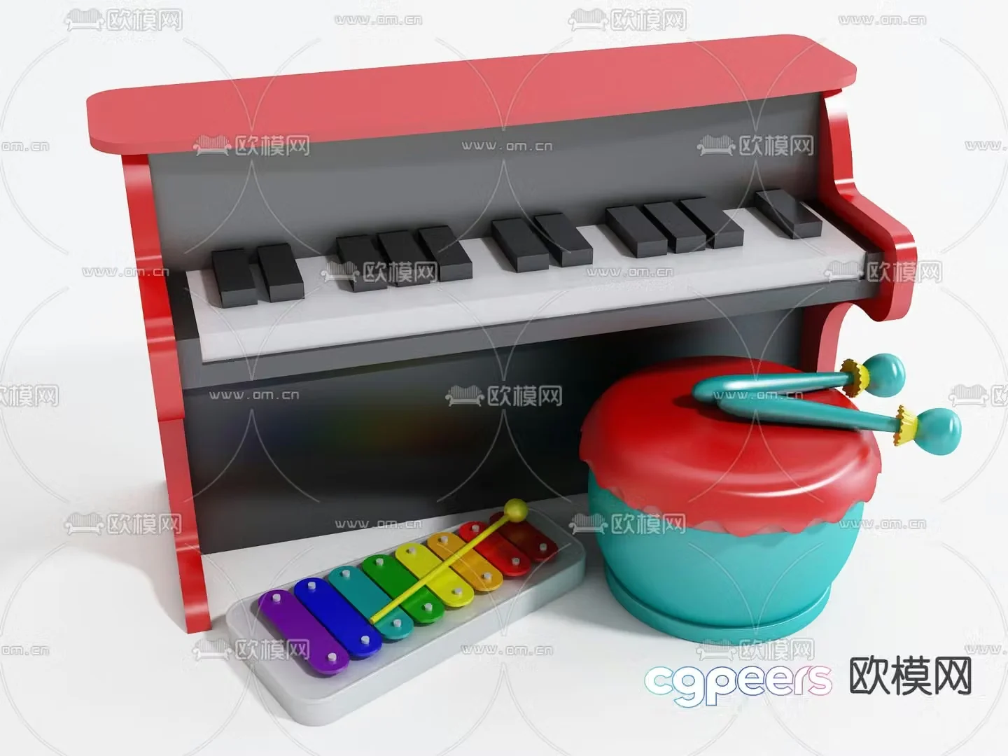 Modern toys musical instruments 3d model