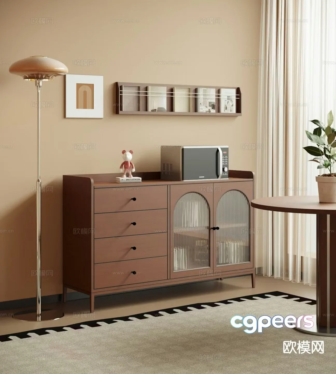 Medieval style sideboard 3d model