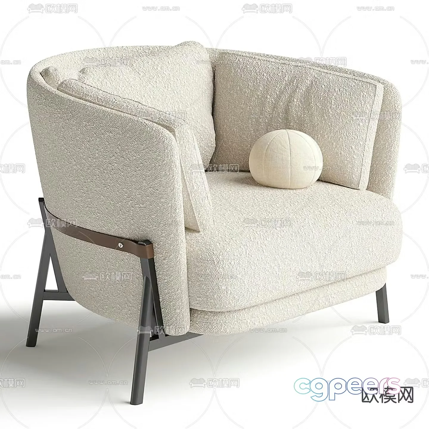 Cream style sofa chair leisure chair 3d model