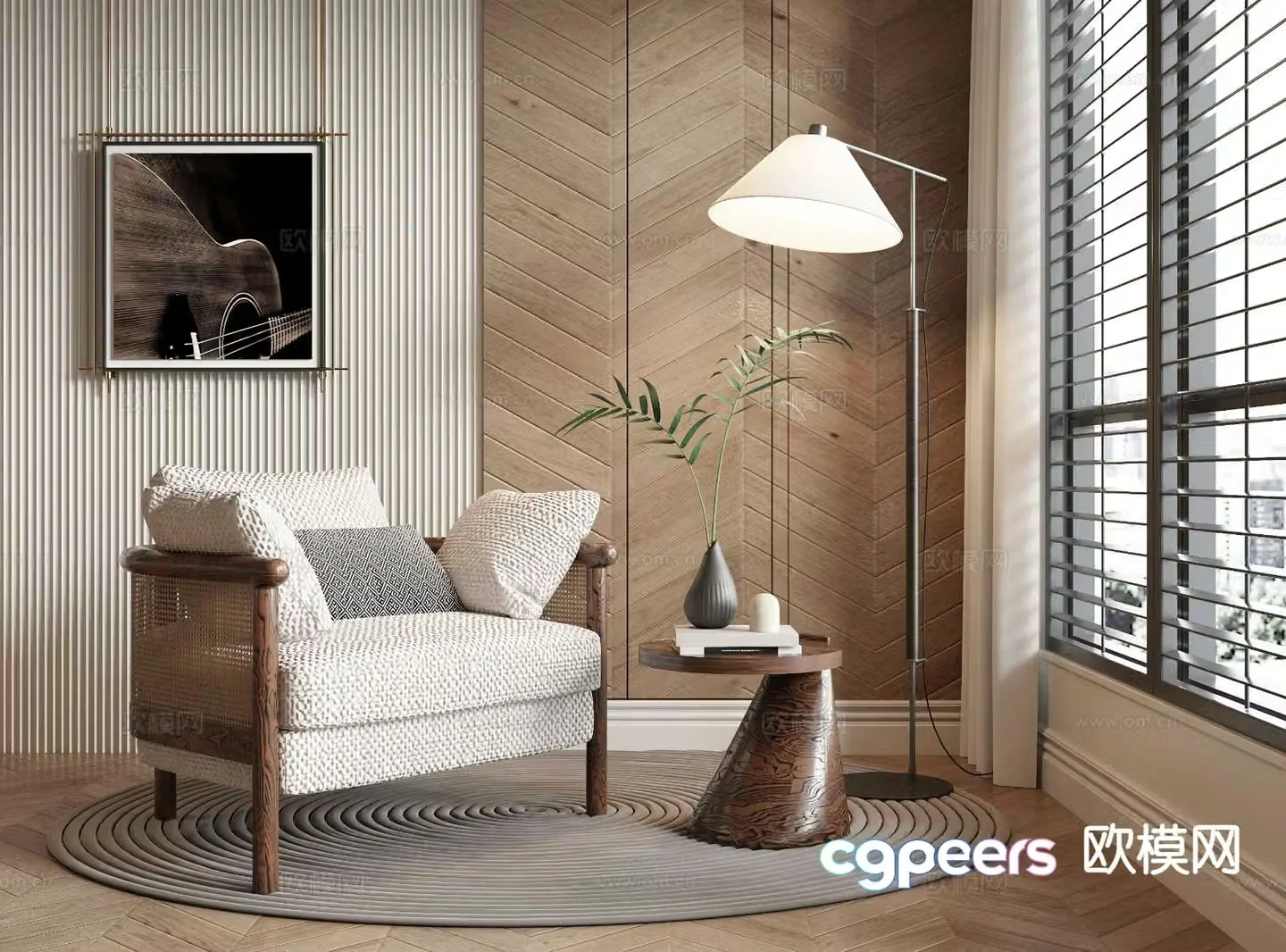 Medium style sofa chair leisure chair table 3d model