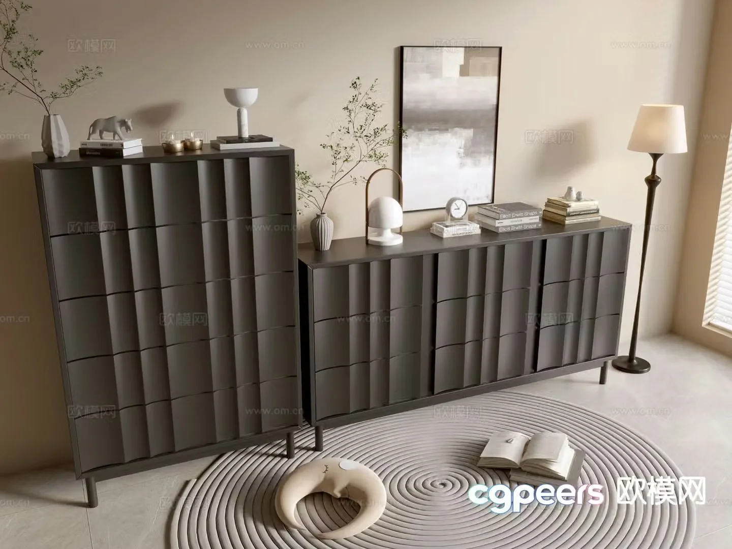 Modern black cabinet entrance cabinet 3d model