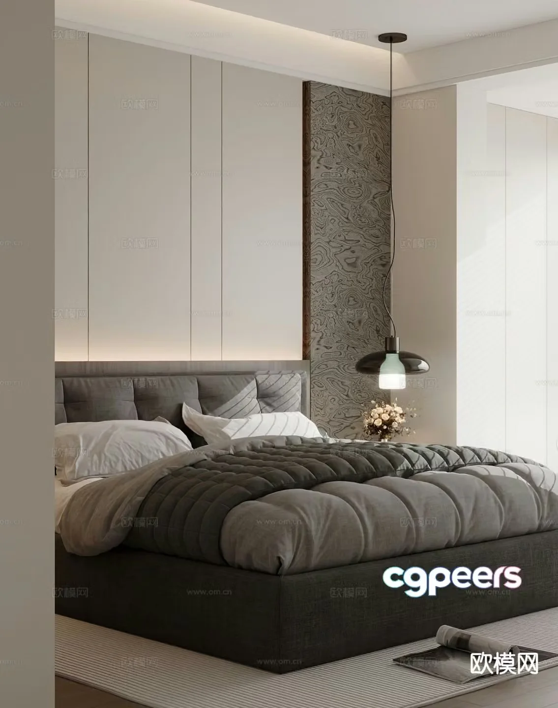 Modern double bed 3d model
