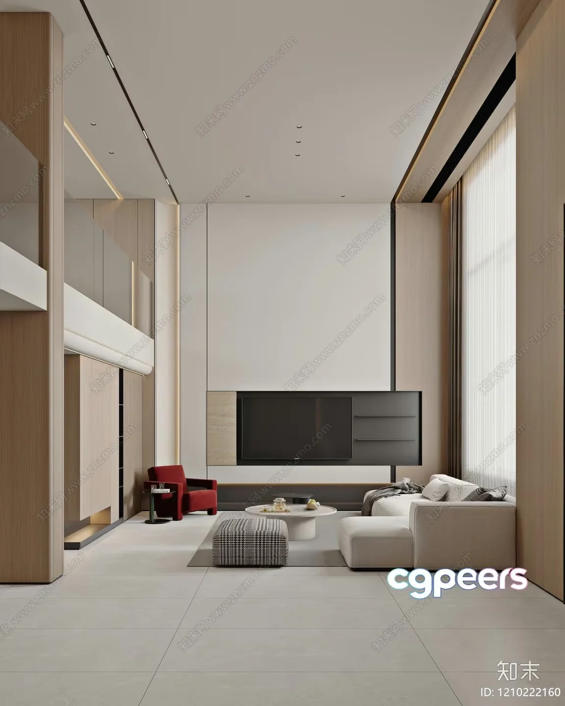 Modern Living Room 3D Model – 7415 – VRAY Render