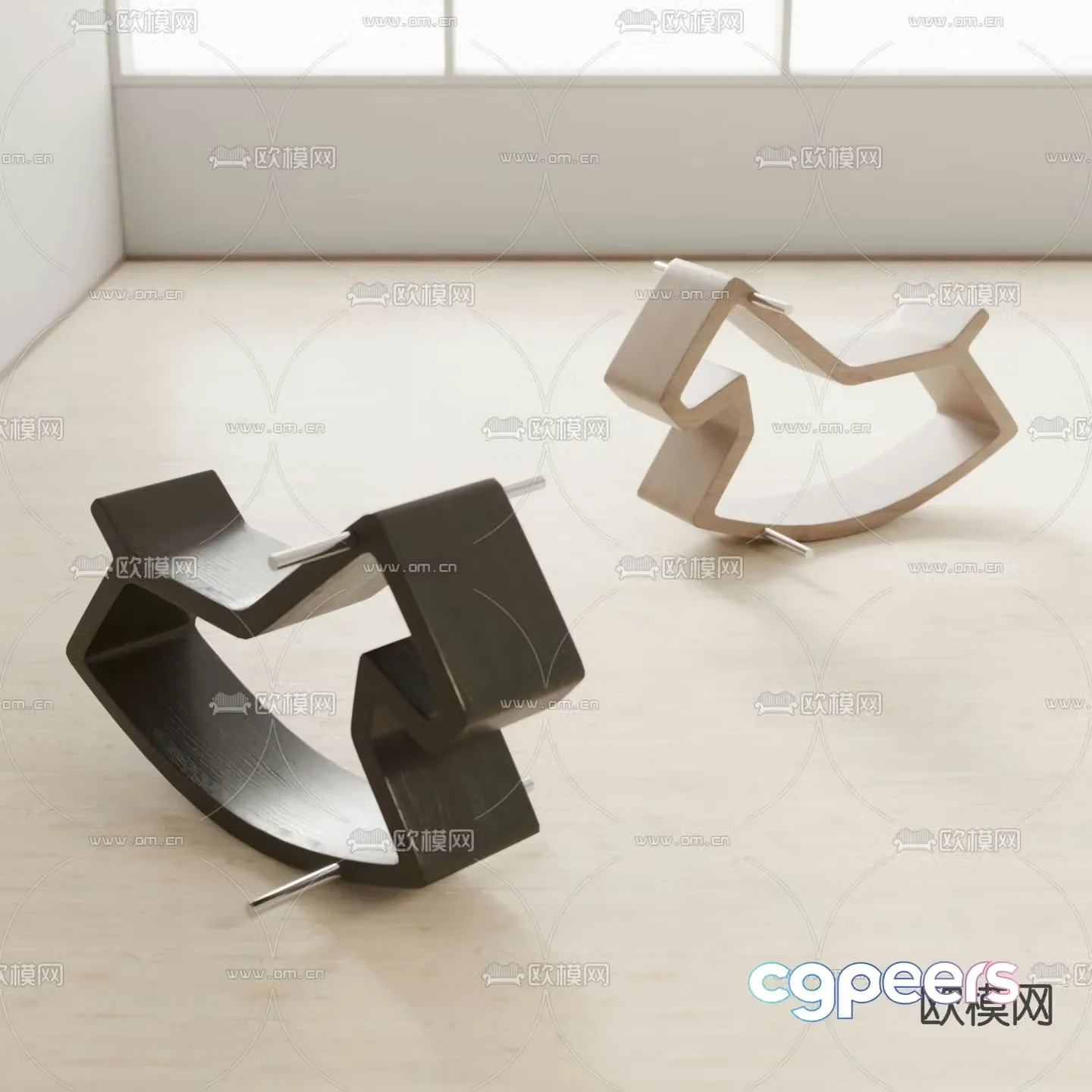Modern children’s rocking horse toy 3d model