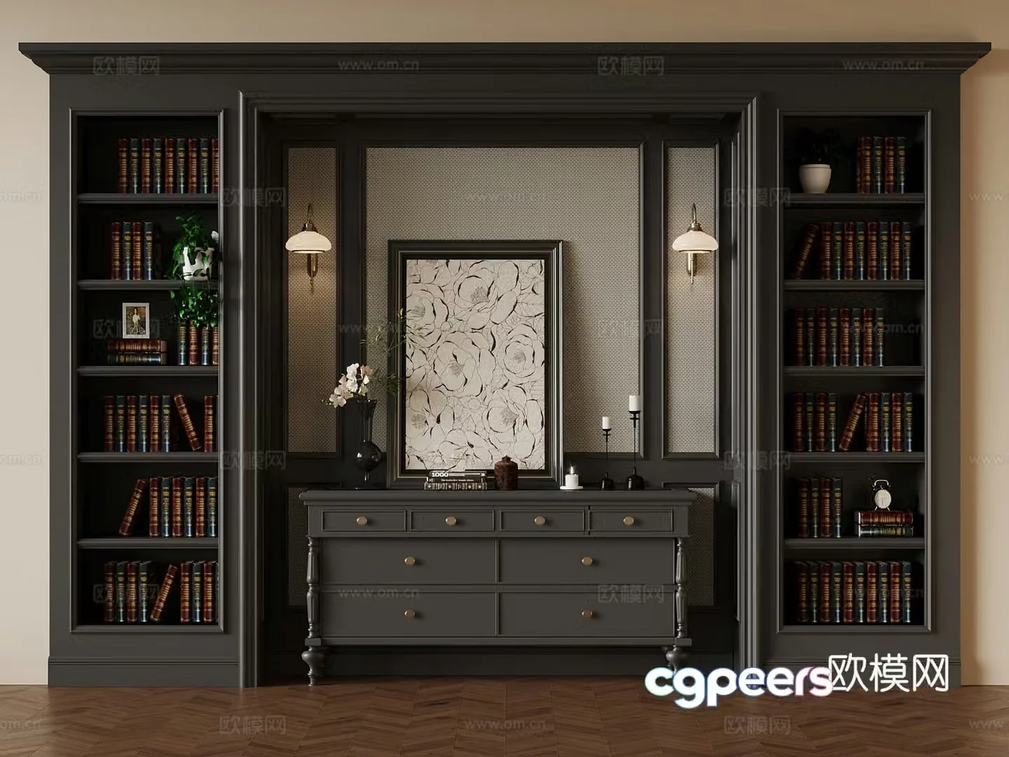 French bookcase 3d model