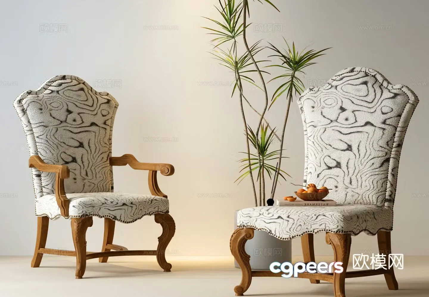 French medieval dining chair American dining chair American single chair French medieval single chair Plant 3D model