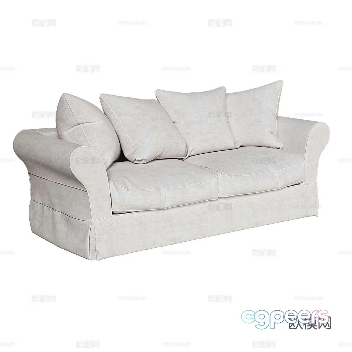 Modern simple double sofa double sofa simple sofa living room sofa white sofa 3D model