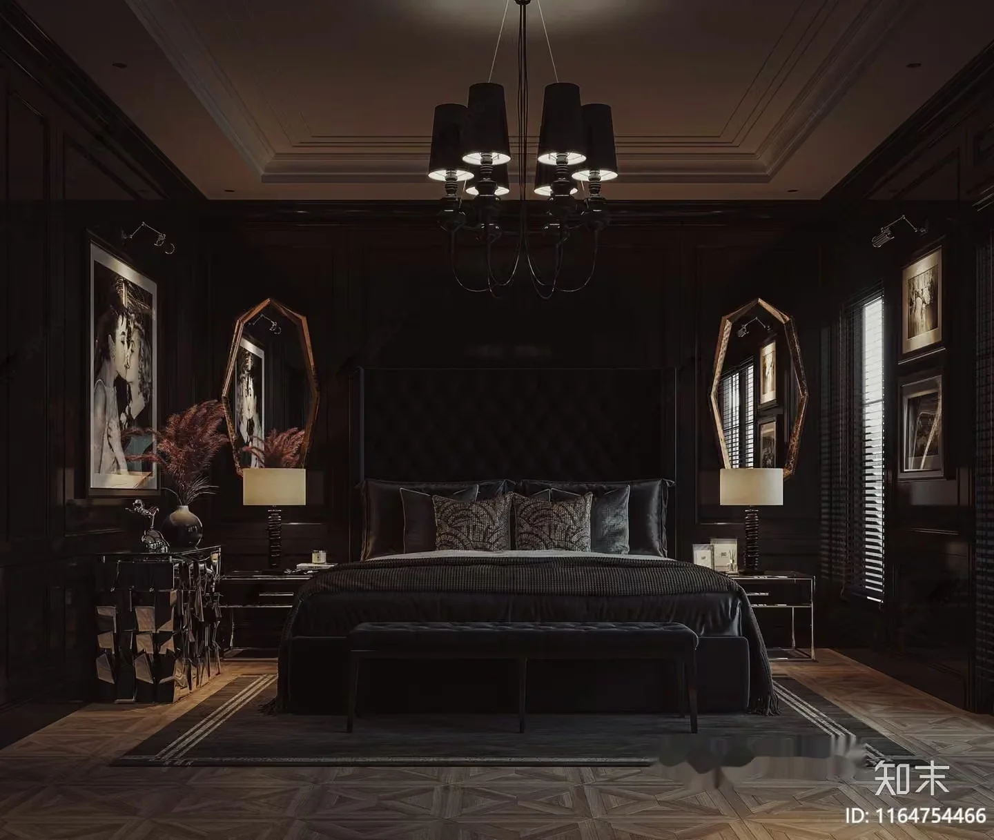 Dark Bedroom 3D Model – 12268 – VRAY Render
