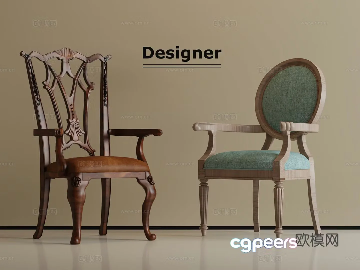 American single chair dining chair 3d model