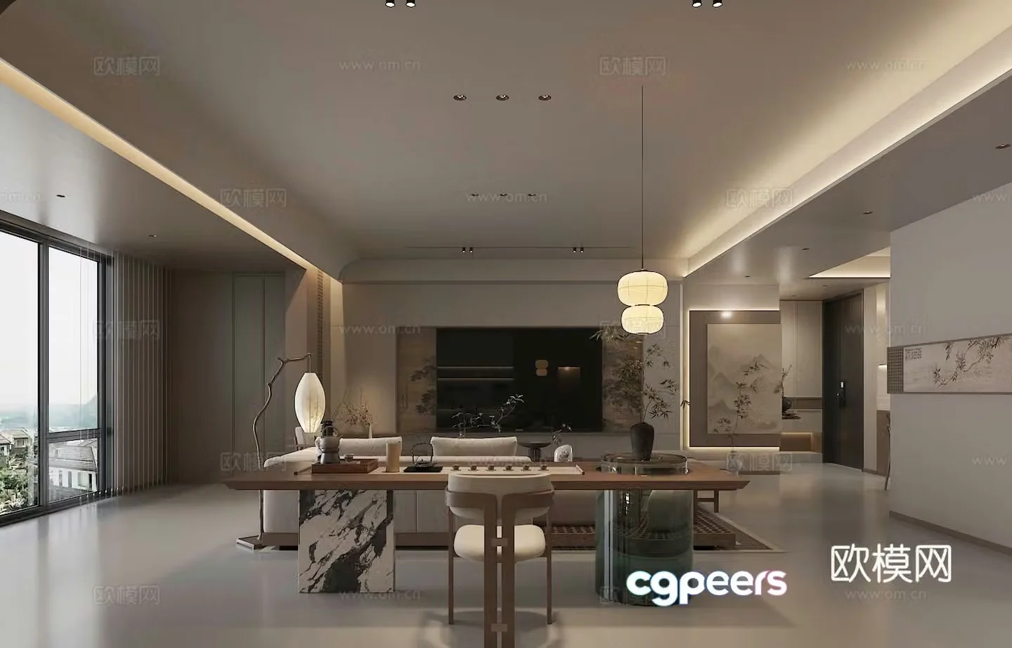 New Chinese Song style aesthetic living room 3D model