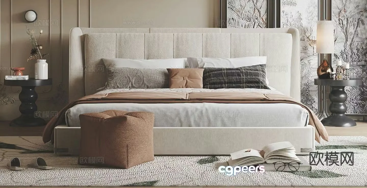 Modern double bed 3d model