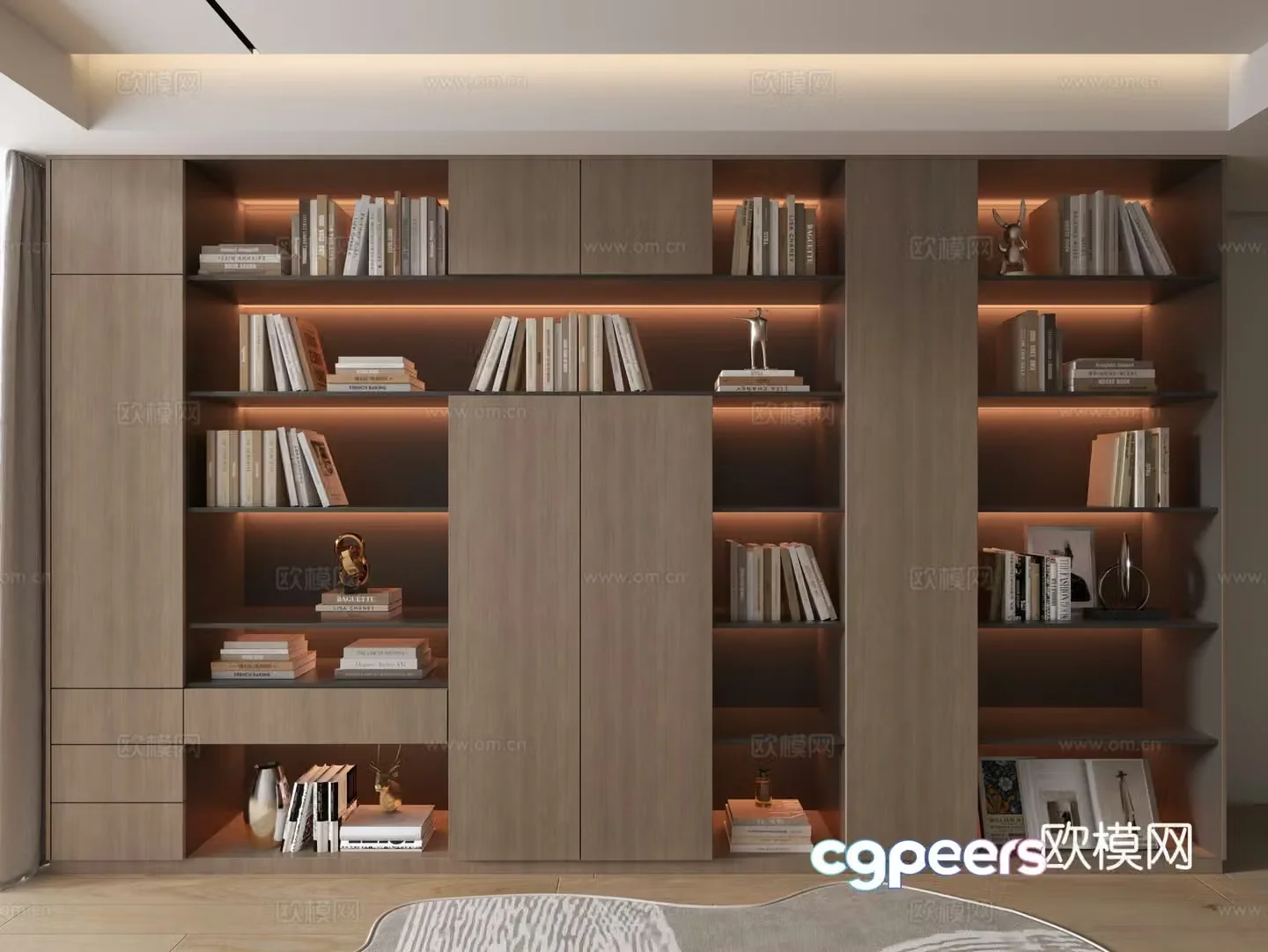 Italian bookcase bookshelf 3d model