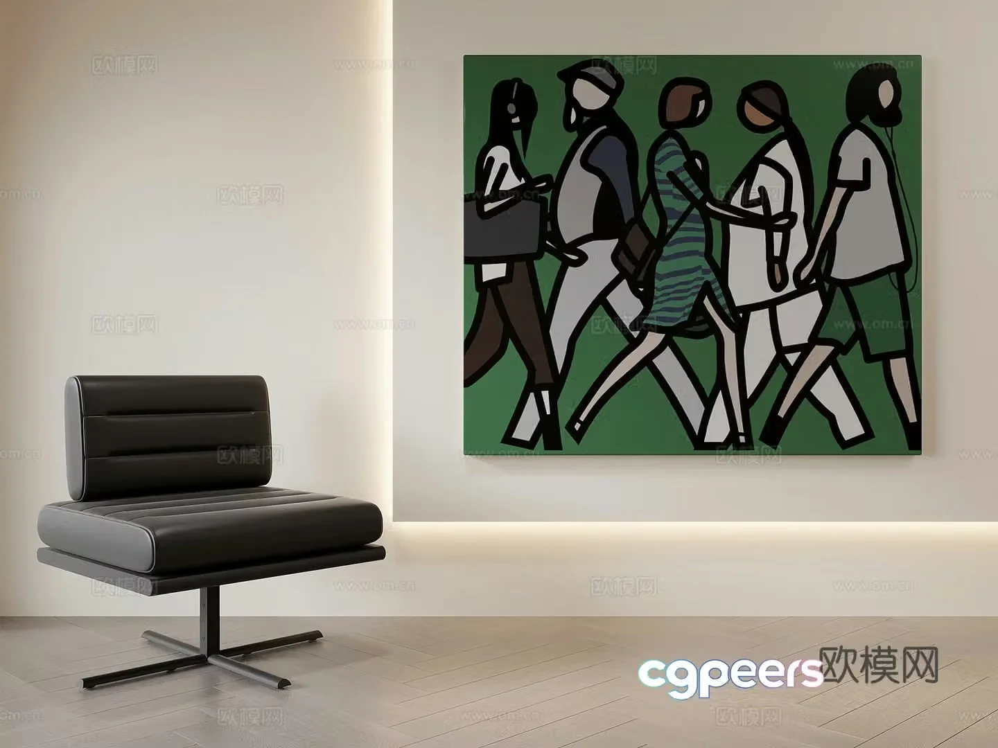 Modern leisure chair decorative hanging painting 3d model