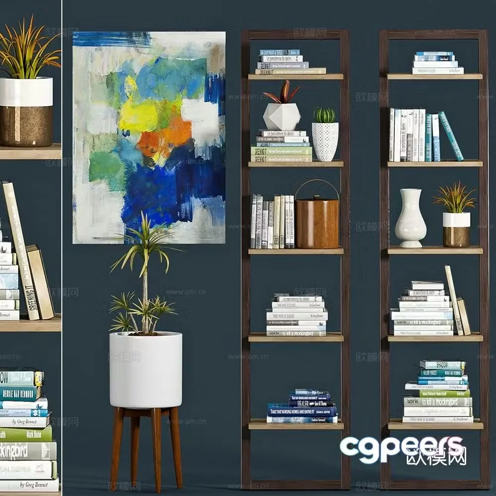 Nordic bookshelf display rack display rack 3d model