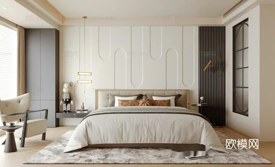 Modern Bedroom Design 3D Model – 9949 – CORONA Render
