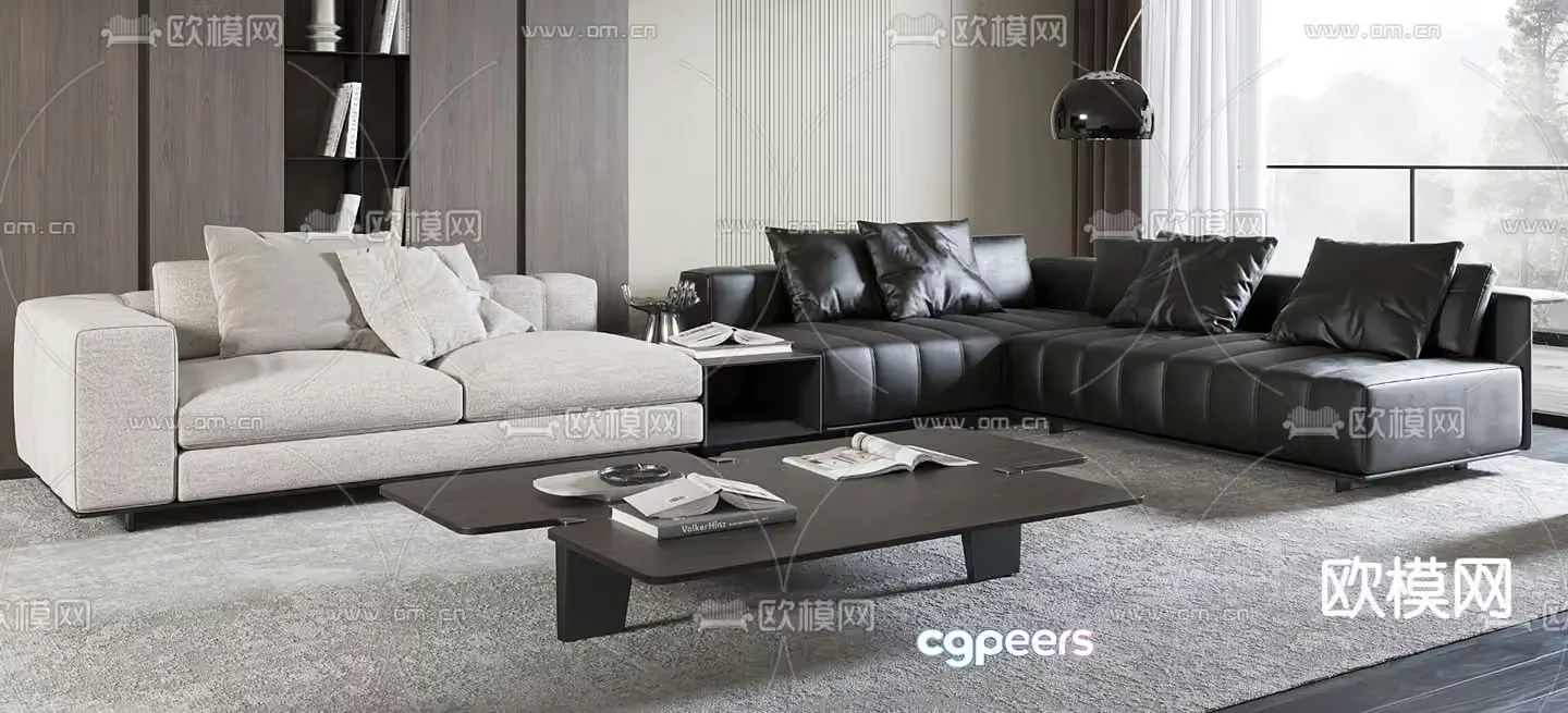 Sofa coffee table combination 3d model
