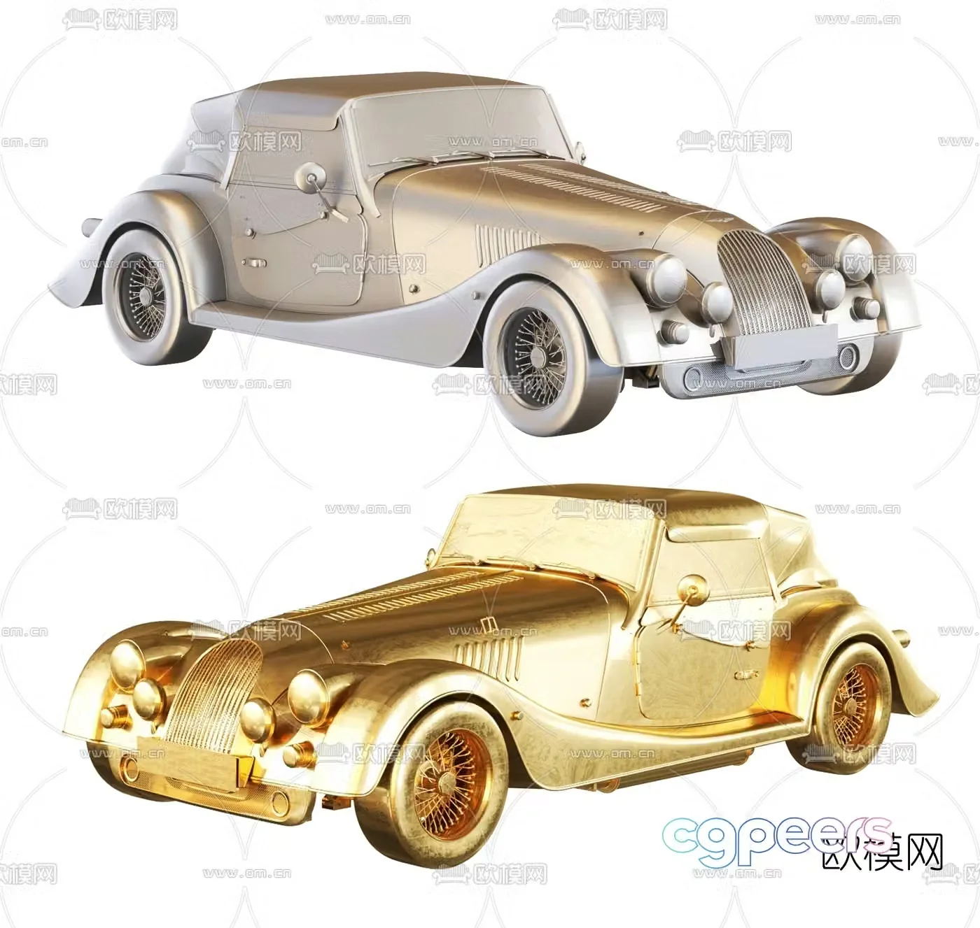 Modern metal morgan classic car toy 3d model