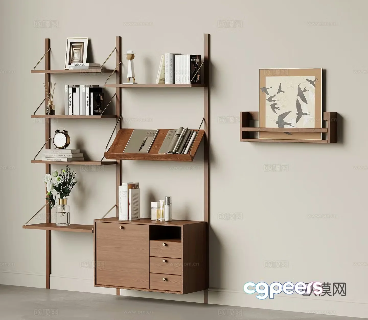 French medieval bookcase locker bookshelf shelf 3D model