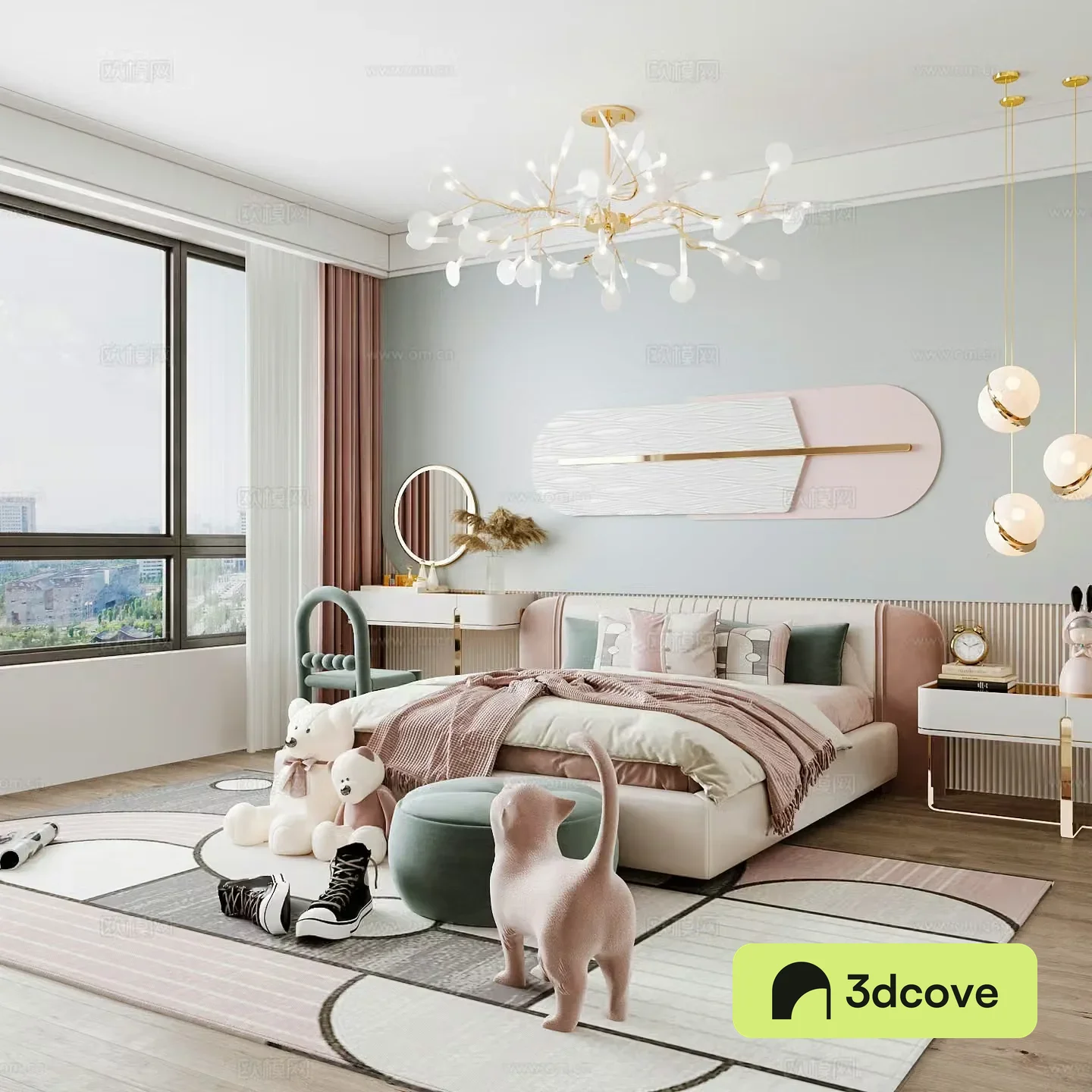 Modern children’s room boy’s room girl’s room children’s bed children’s wardrobe children’s desk