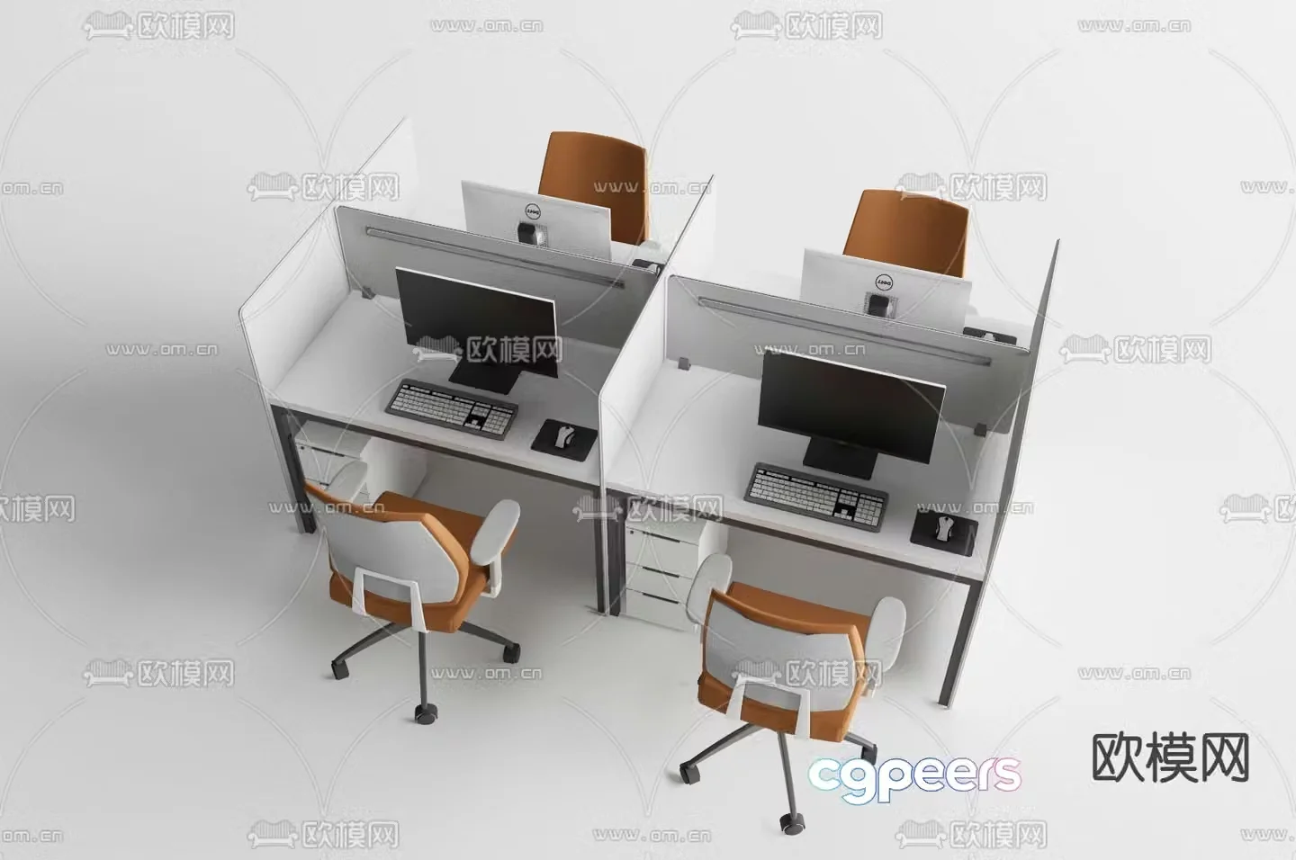 Card space desk workstation 3D model