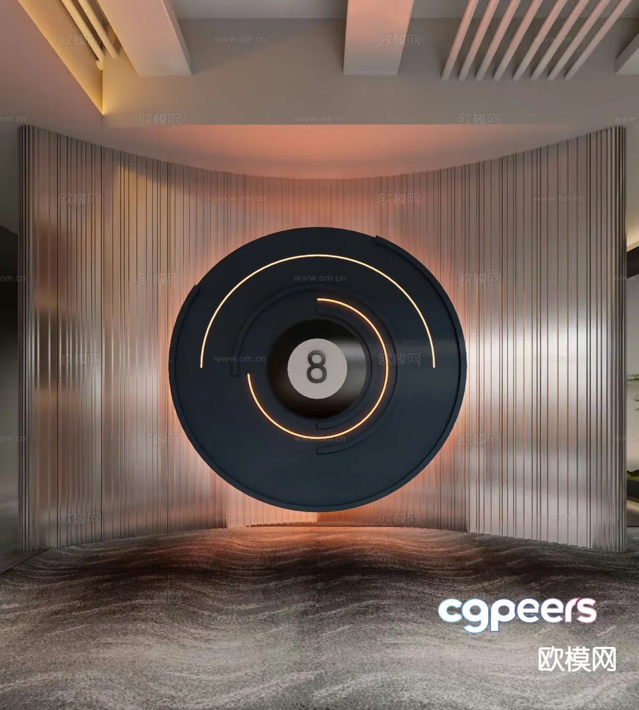 Modern billiard hall modeling wall 3d model