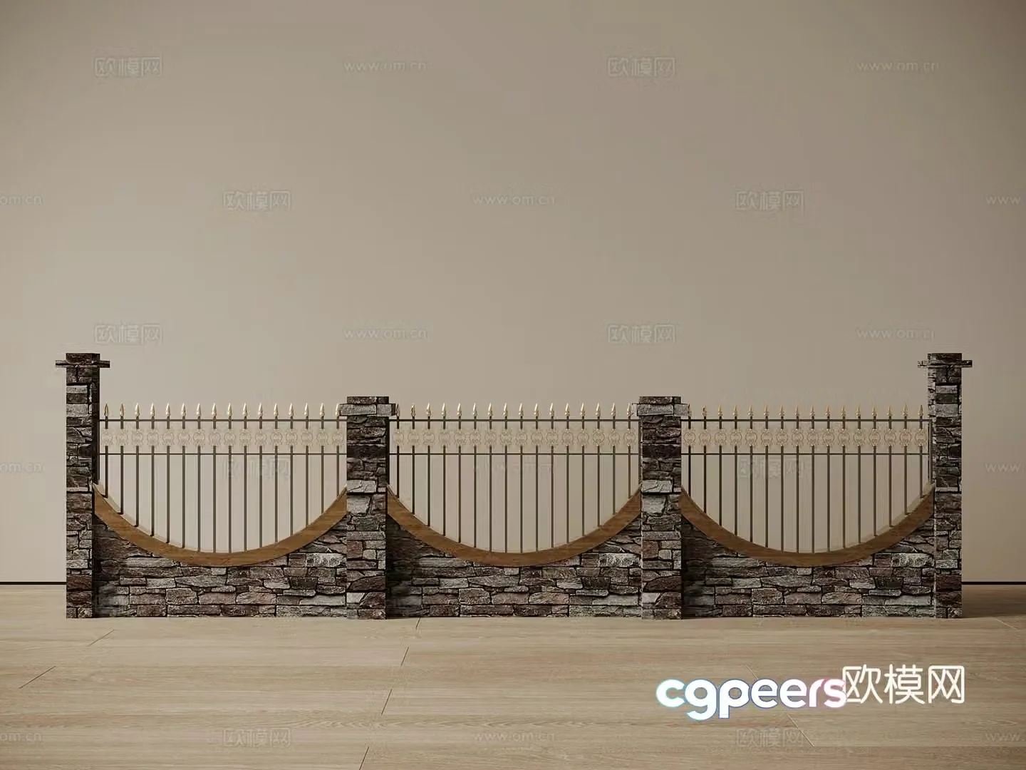 French modern railing stone railing iron railing guardrail balcony guardrail 3d model
